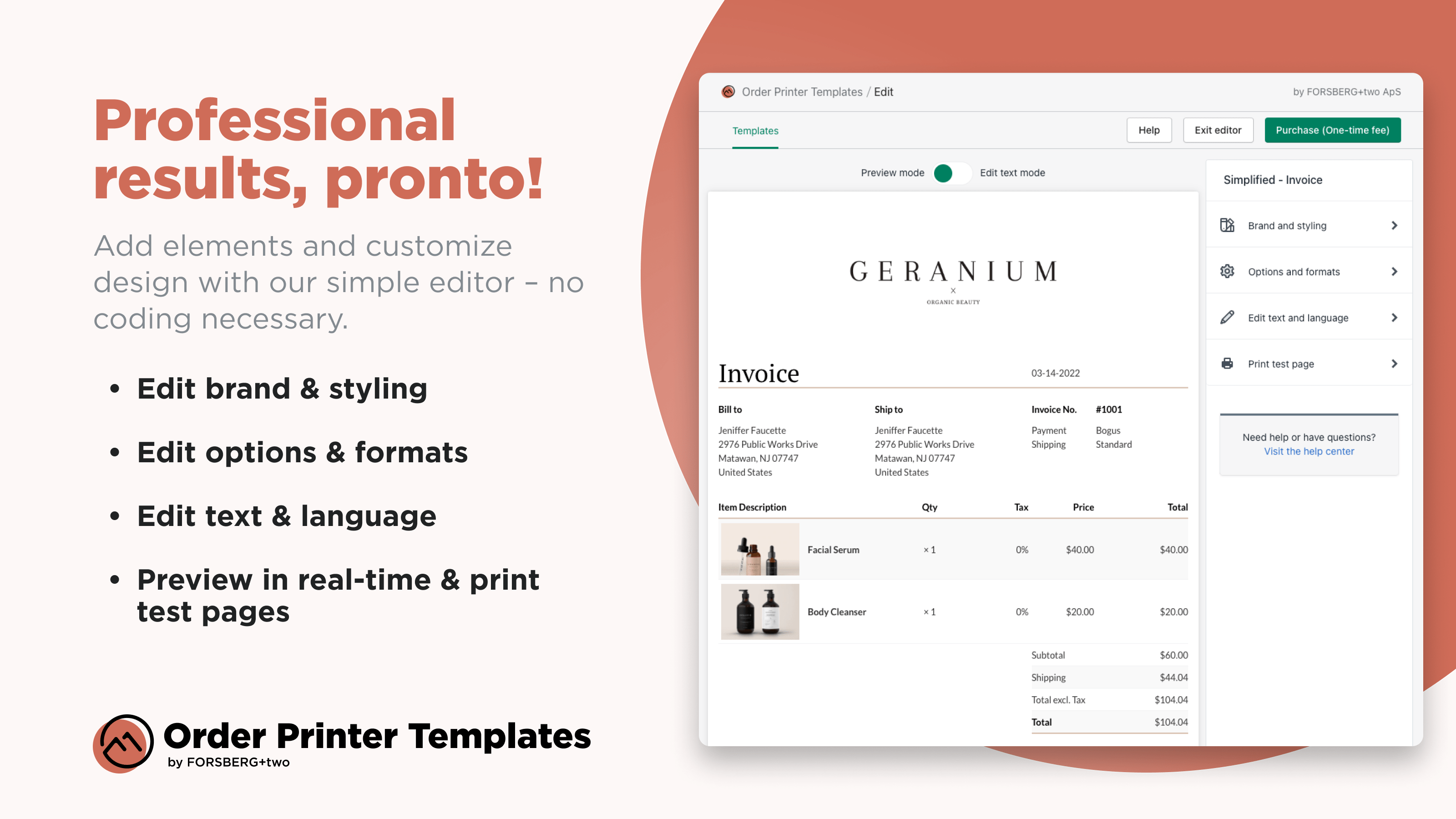 Order Printer Templates